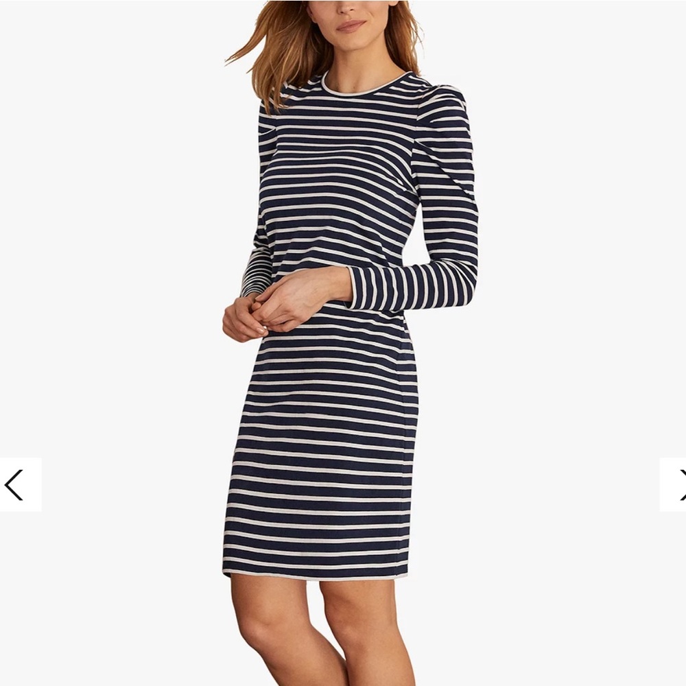 Boden Imogen Breton Dress, Navy/Ivory US Size 4